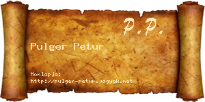 Pulger Petur névjegykártya